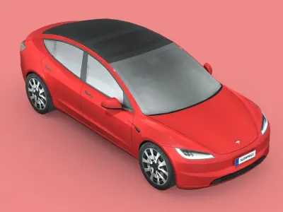 Tesla Model 3 2024 Low-poly 3D model