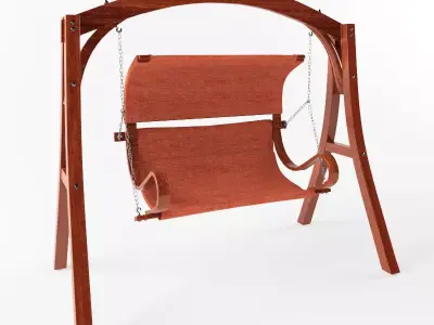 Wooden Swing with Roof 8 3D model