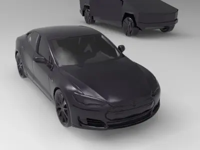 Tesla cars pack low and high poly 3D 3D model