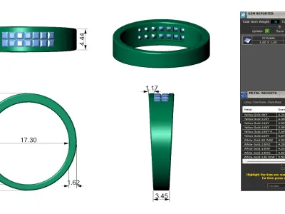 Mens Channel Set Diamond Wedding unisex Band 3D print model