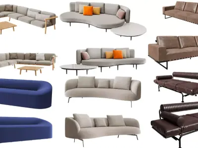 modern sofa collection  Low-poly 3D model