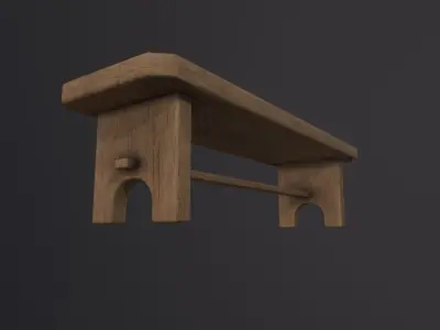 Wooden Bench 3D Model Low-poly 3D model