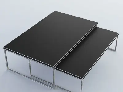 Double Coffee Table Wood 3D model