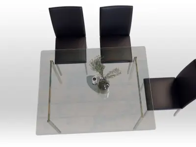 Glass Dining Table Low-poly 3D model