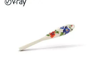 Decorative Floral Spoon D Model Pack Low-poly 3D model