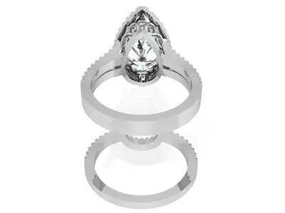 Pear Halo Split Shank Ring With Band 3563 3D print model