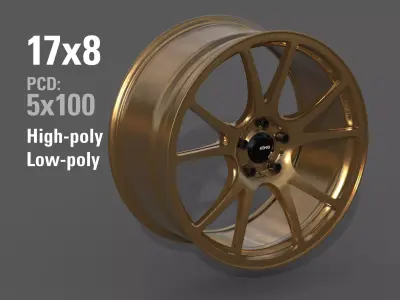 Konig Freeform 17x8 PCD 5x100 Rim Low-poly 3D model