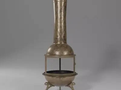 Antique Bronze chiminea Low-poly 3D model