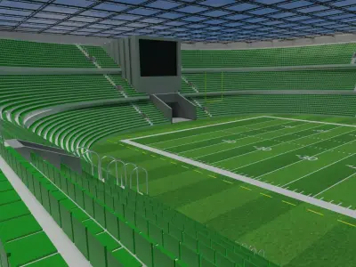 American Football Stadium - Green Low-poly 3D model