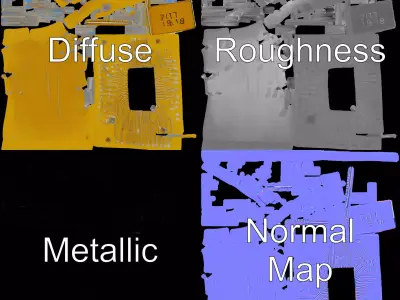 Golden Circuit Board model pack Low-poly 3D model