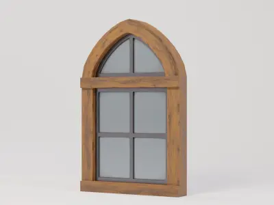 Wooden Window 84x14x130 Low-poly 3D model