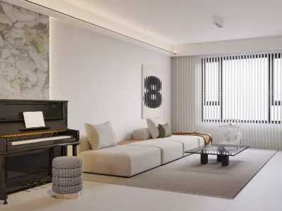 Modern living room dining room interior scenes 576 3D model