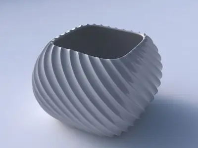 Bowl semi-quadratic with extruded vertical lines 2 3D print model
