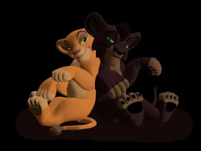 Kovu Cub Lion King Low-poly 3D model