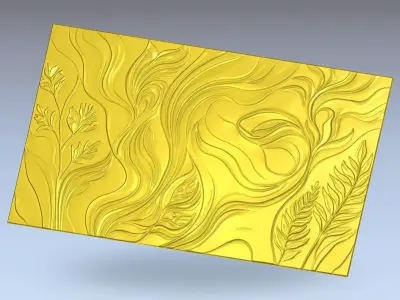  Modern Floral Relief Panel Wall Decor Set STL Mural CNC 327  3D model