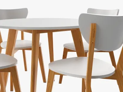Round dining table with chairs 02 3D model