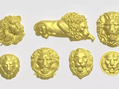 Lion Engraving Collection 3D print model