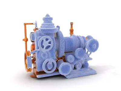 Steampunk Bronze Engine model pack Low-poly 3D model