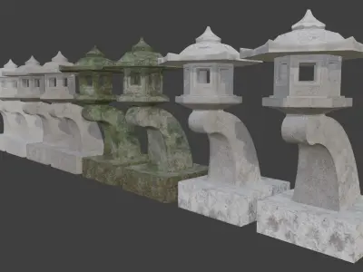 Pagoda Stone Statue Low-poly 3D model