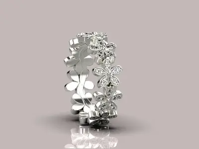 Flowers ring Low-poly 3D model