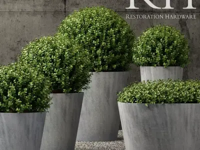 Restoration Hardware estate zinc round planters 3D model