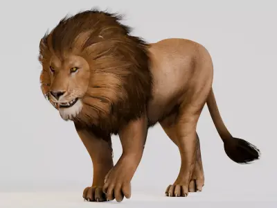 Realistic Animals Savannah - Lion Low-poly 3D model