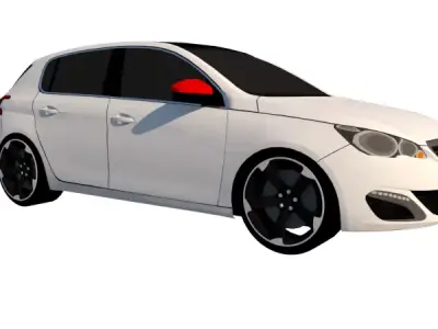 PEUGEOT 308 20 GTI TURBO HATCHABCK 2018 Low-poly 3D model