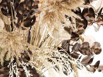 Bouquet of dried flowers vase hydrangea pampas wheat 308 3D model