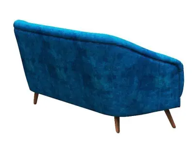 Classical sofa 3d model with fabric and wood textures Low-poly 3D model