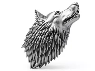Silver Wolf Head model pack Low-poly 3D model