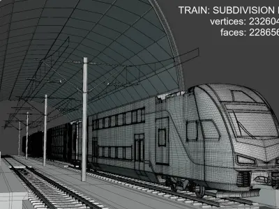 Stations with Stadler Kiss train 3D Model Pack
