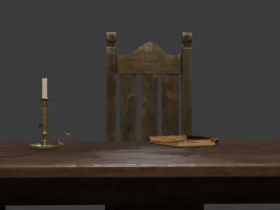 Antique Table Chair 3D model