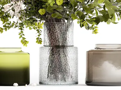 Bouquet of branches with leaves sakura flowers cherry 384 3D model