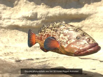  Collection of 5 photorealistic fishes animated