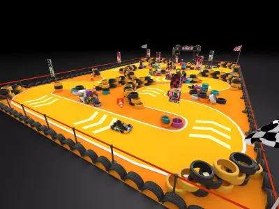 Go-kart bumper car Low-poly 3D model
