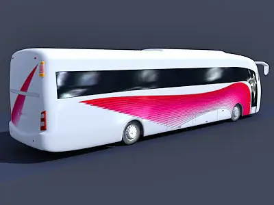 White Pink Bus 4 3D model