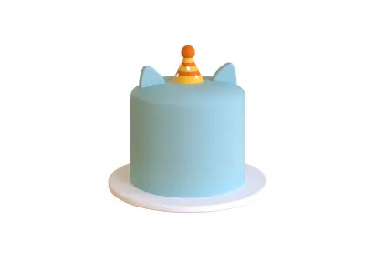 Low-Poly Birthday Cake 02  Low-poly 3D model