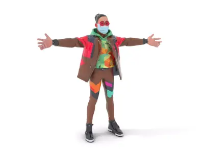 Vibrant Geometric Outfit model pack Low-poly 3D model