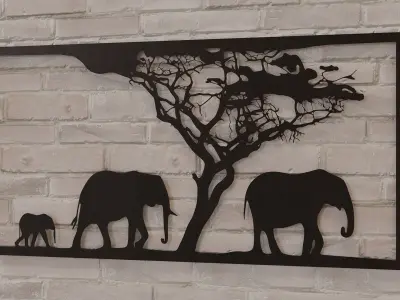 Metal Wall Art Elephant 3D model