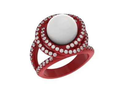 Pearl Engagement Ring 3d printable model  Unique Wedding Ring  3D print model