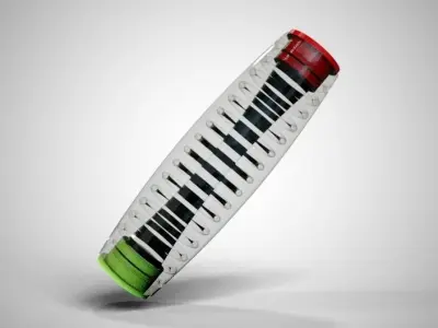 Furippu tall glass bottle with stripes Low-poly 3D model