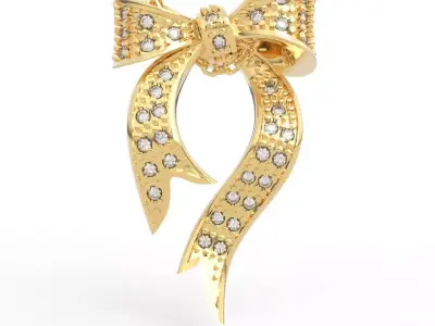 Stunning Pave Diamond Bow Necklace 3D print model