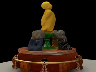 Chinese display stand with monk kids 3D model