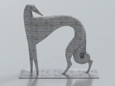 laos Greyhound Statue Low-poly 3D model