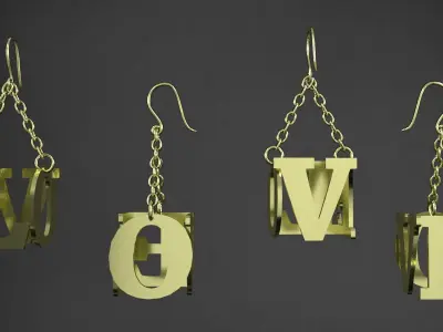 earrings love 3D model