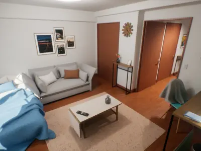 Japanese Studio Apartment 1 - Single Woman Apartment Low-poly 3D model