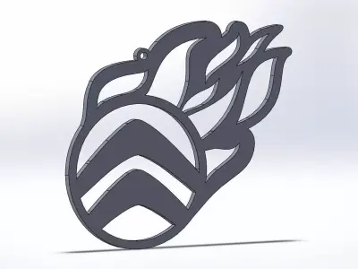 Citroen keychain logo fire oriktown 3D print model