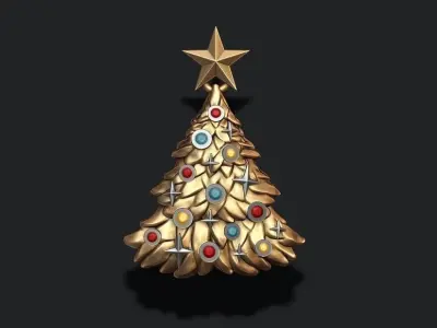 Christmas Tree pendant with gems 3D print model