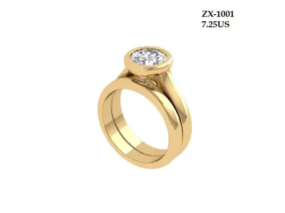 Solitair Ring Bridal Set 3D print model