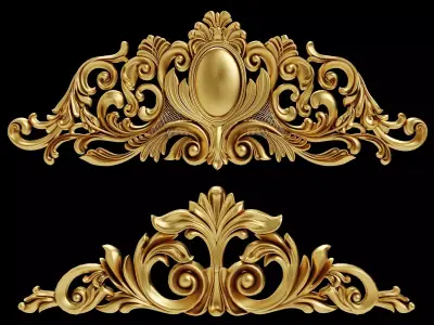 Carved Plaster Molding Decoration and Ornament pack 04 3D model